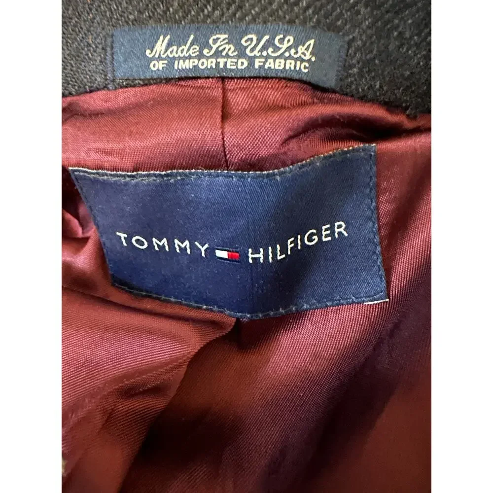Tommy Hilfiger Three Button 100% Wool Blazer, Charcoal Tweed Detail, 44 Long